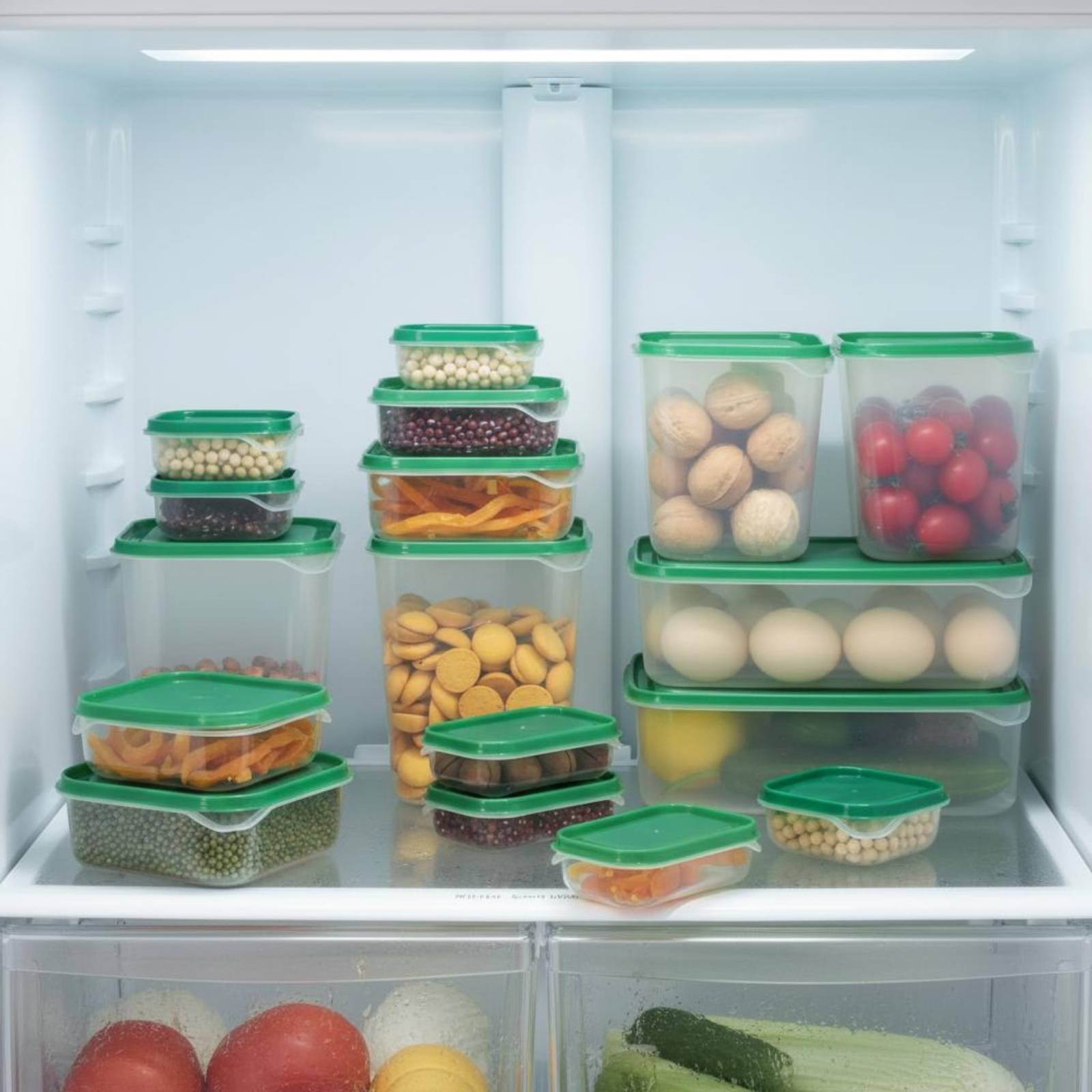 Food Storage Plastic Containers With Lids - Set di 17 Contenitori per Frigorifero,