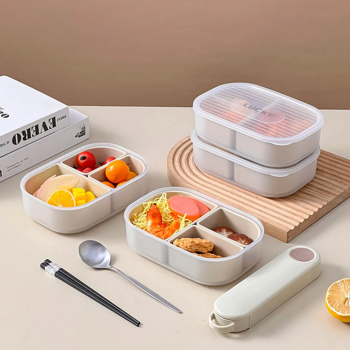 Food Storage Safety - Contenitore portatile in plastica con scomparti,