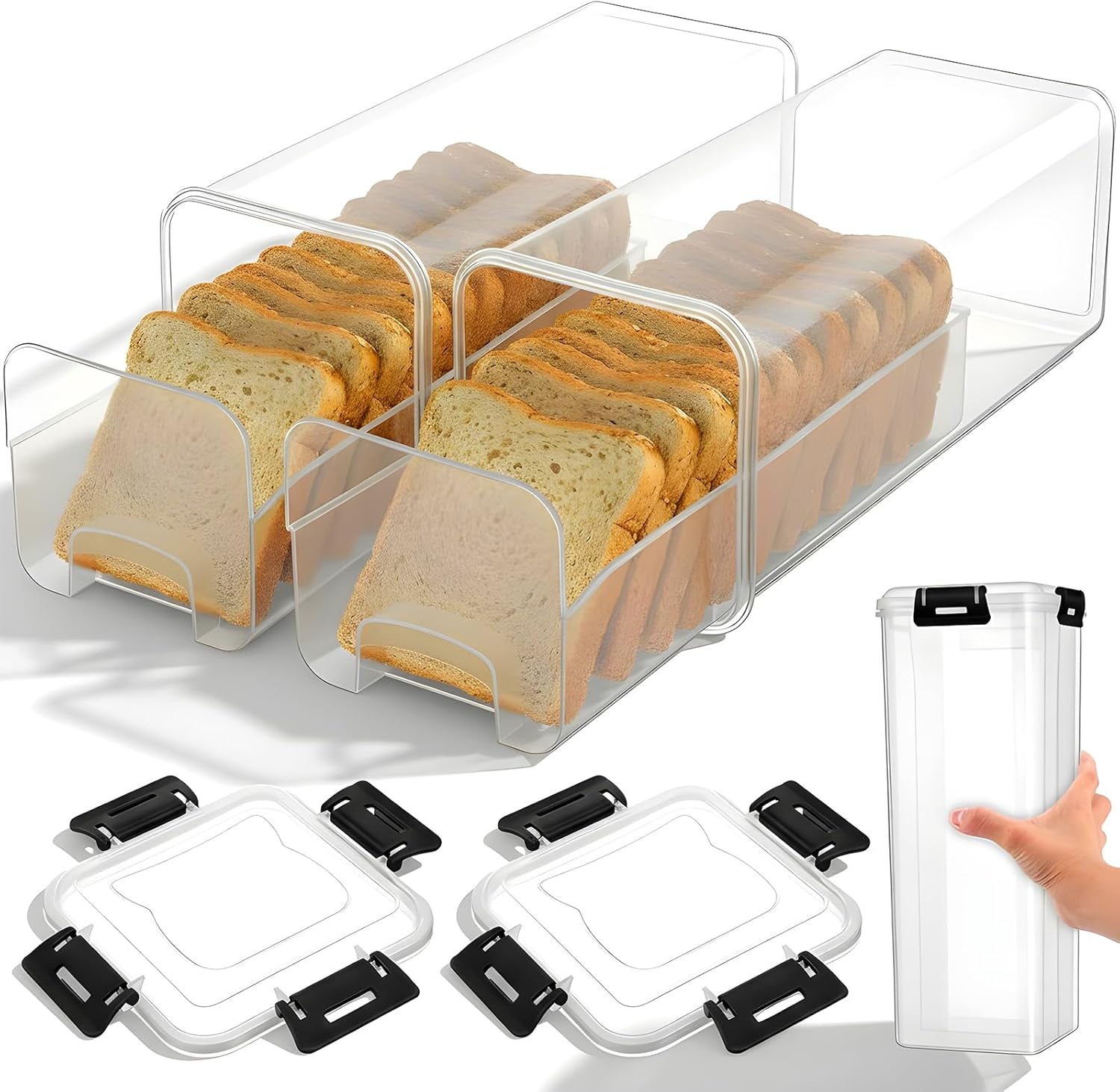 Food Storage Airtight - Contenitore per Pane con Coperchio Ermetico,
