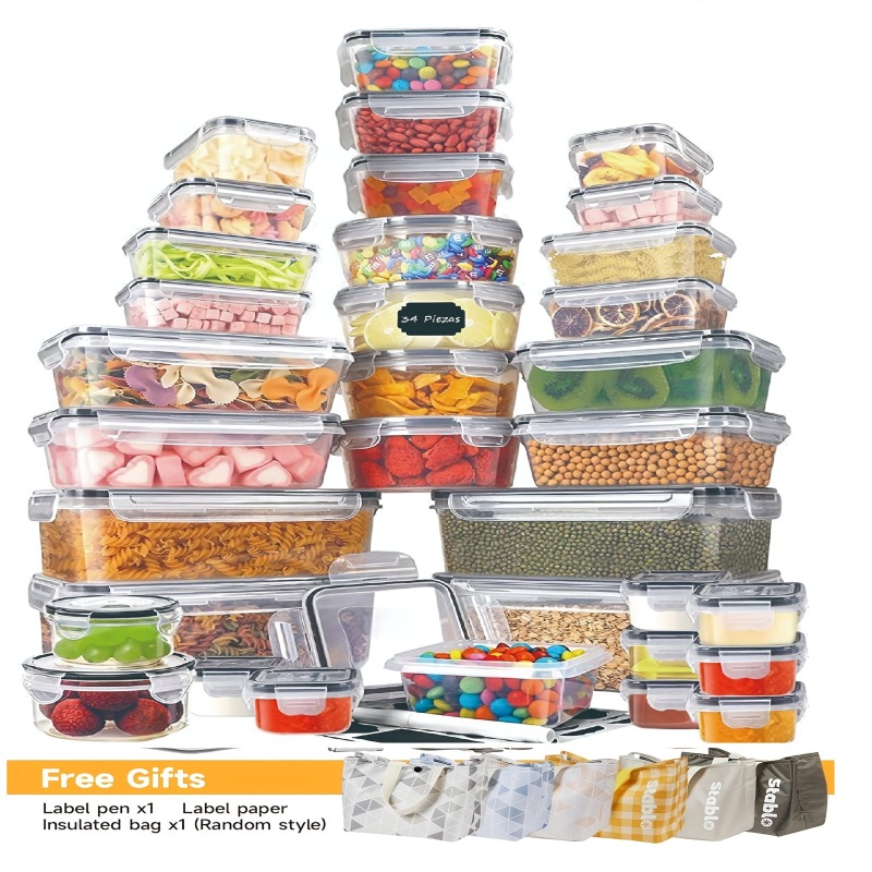 Food Storage Labels - Set di 48 Contenitori per Alimenti