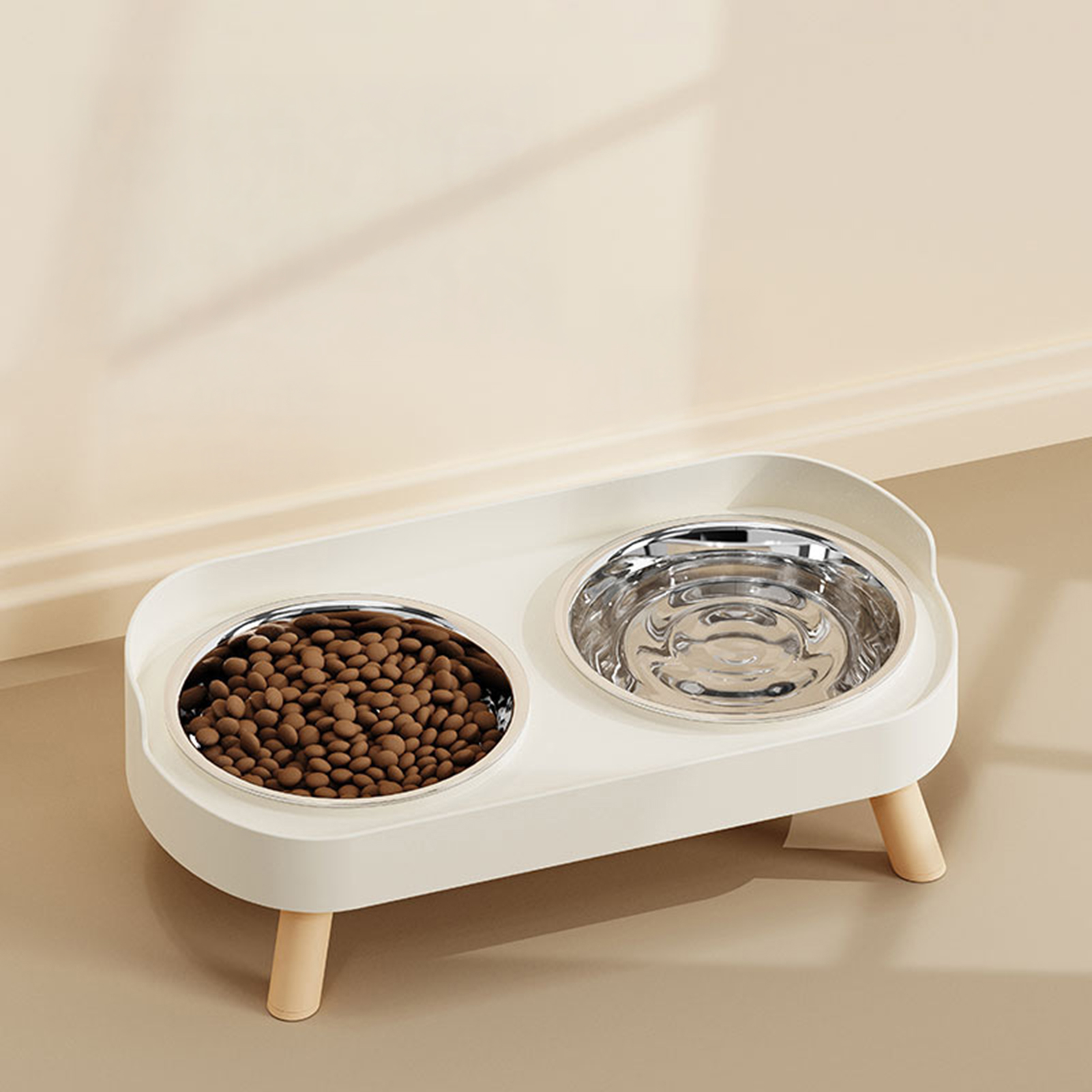 Food Storage Safety - Ciotola Doppia Antiscivolo in Acciaio Inox