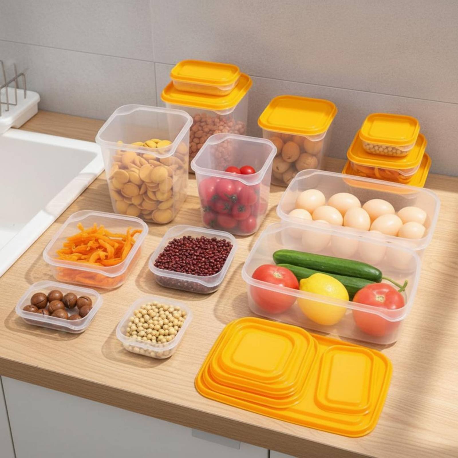 Set di 17 Contenitori per Frig - Food Storage Plastic Containers With Lids recensione e prezzo