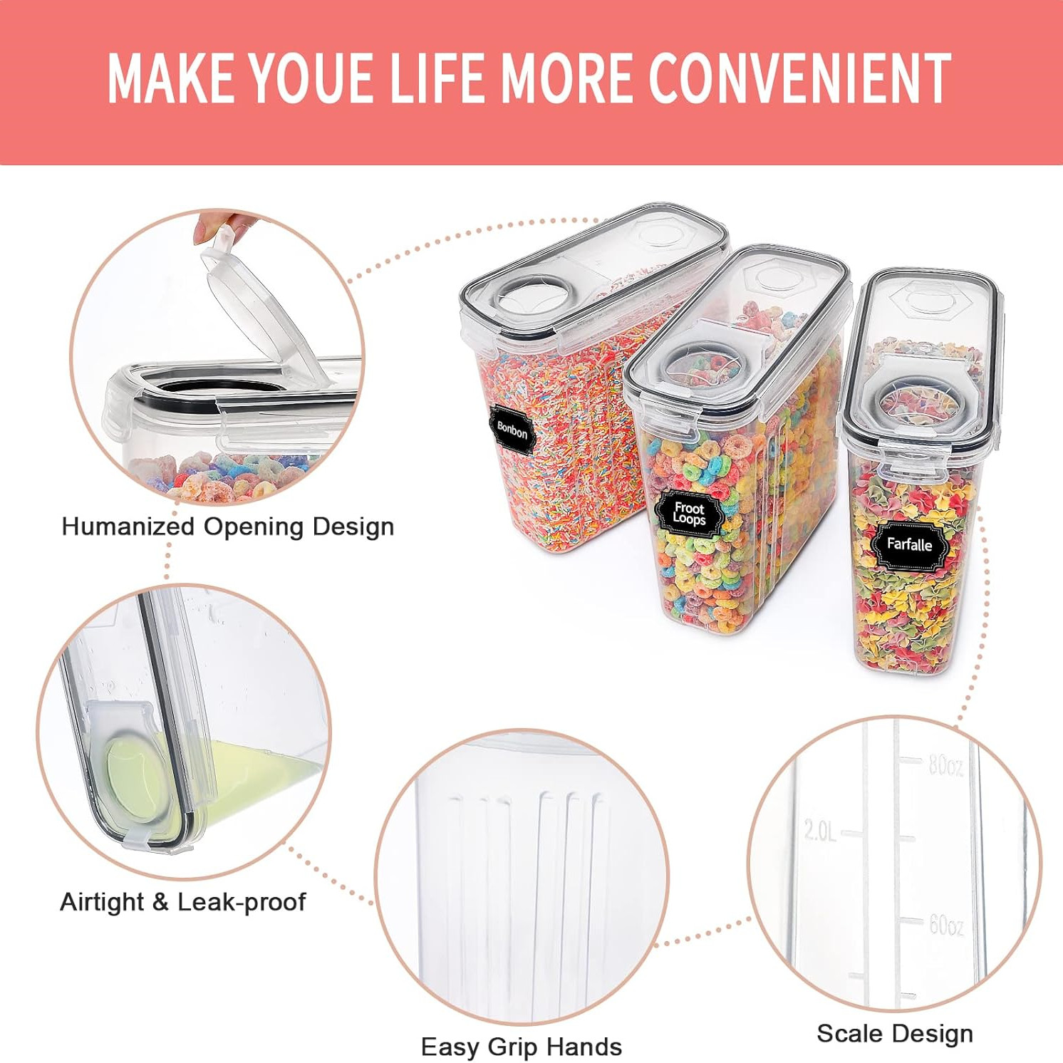 Contenitori per cereali da 2,5 - Food Storage Labels recensione e prezzo